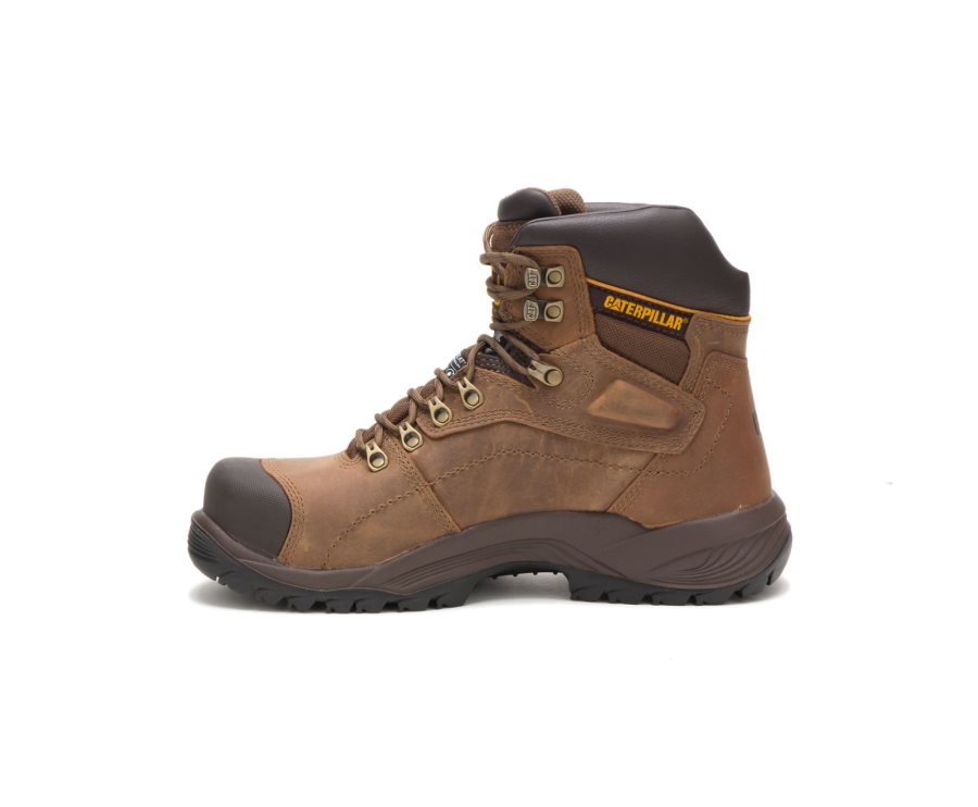 Botas De Seguridad Caterpillar CAT Diagnostic Hi Impermeables Thinsulate™ Steel Puntera Hombre Beige Oscuro | CAT-752TD