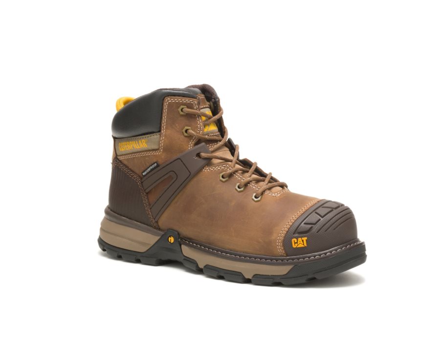 Botas De Seguridad Caterpillar CAT Excavator Superlite Impermeables Soft Puntera Hombre Beige Oscuro | CAT-183YL