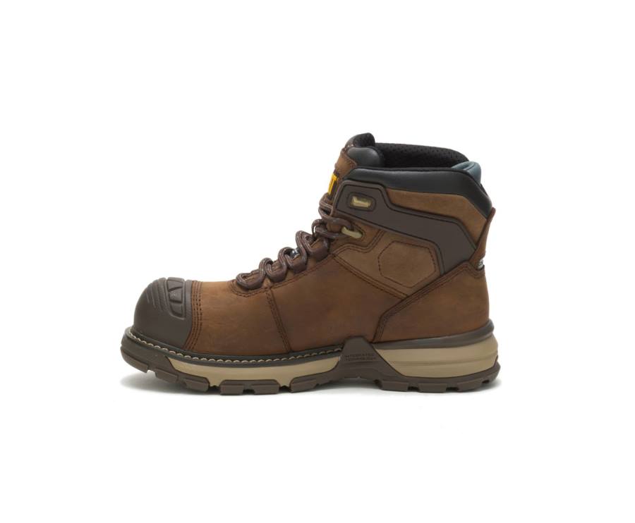 Botas De Seguridad Caterpillar CAT Excavator Superlite Impermeables Thinsulate™ Carbon Composite Puntera Mujer Marrones Oscuro | CAT-743KO