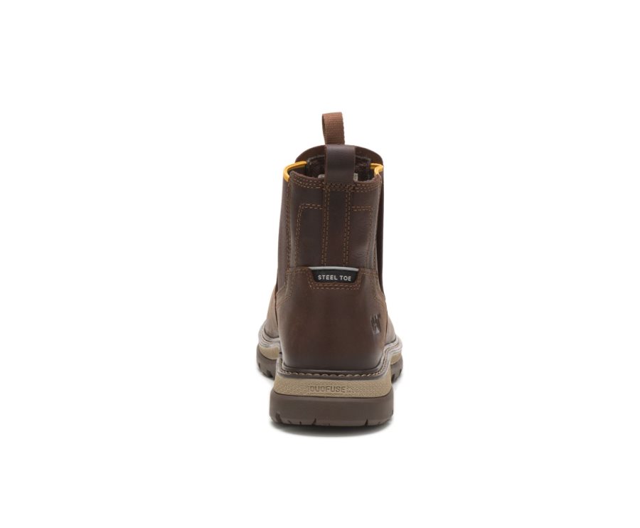 Botas De Seguridad Caterpillar CAT Fairbanks Chelsea Steel Puntera Hombre Cafe | CAT-098VG