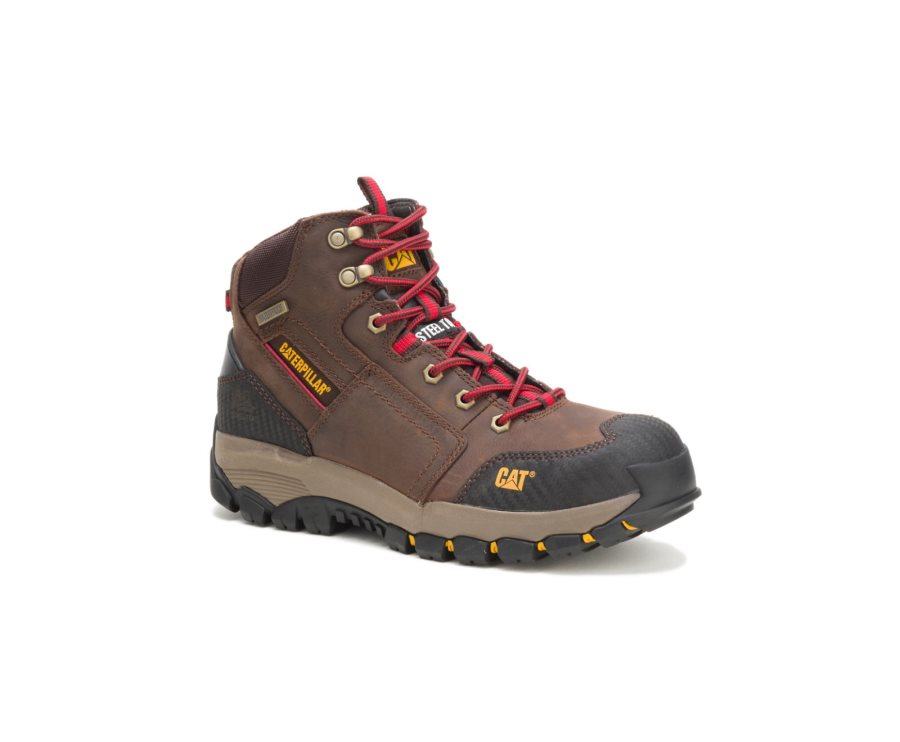 Botas De Seguridad Caterpillar CAT Navigator Mid Impermeables Steel Puntera Hombre Marrones Rojas | CAT-201RM