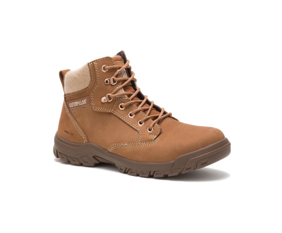 Botas De Seguridad Caterpillar CAT Tess Steel Puntera Mujer Marrones | CAT-842LD