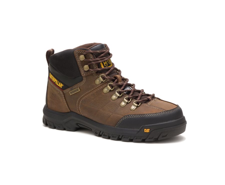 Botas De Seguridad Caterpillar CAT Threshold Impermeables Steel Puntera Hombre Marrones | CAT-103NR