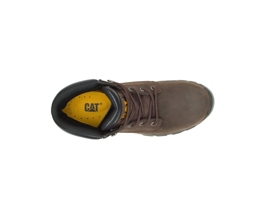 Botas De Seguridad Caterpillar CAT Upholder Impermeables Steel Puntera Hombre Chocolate Oscuro | CAT-486WF