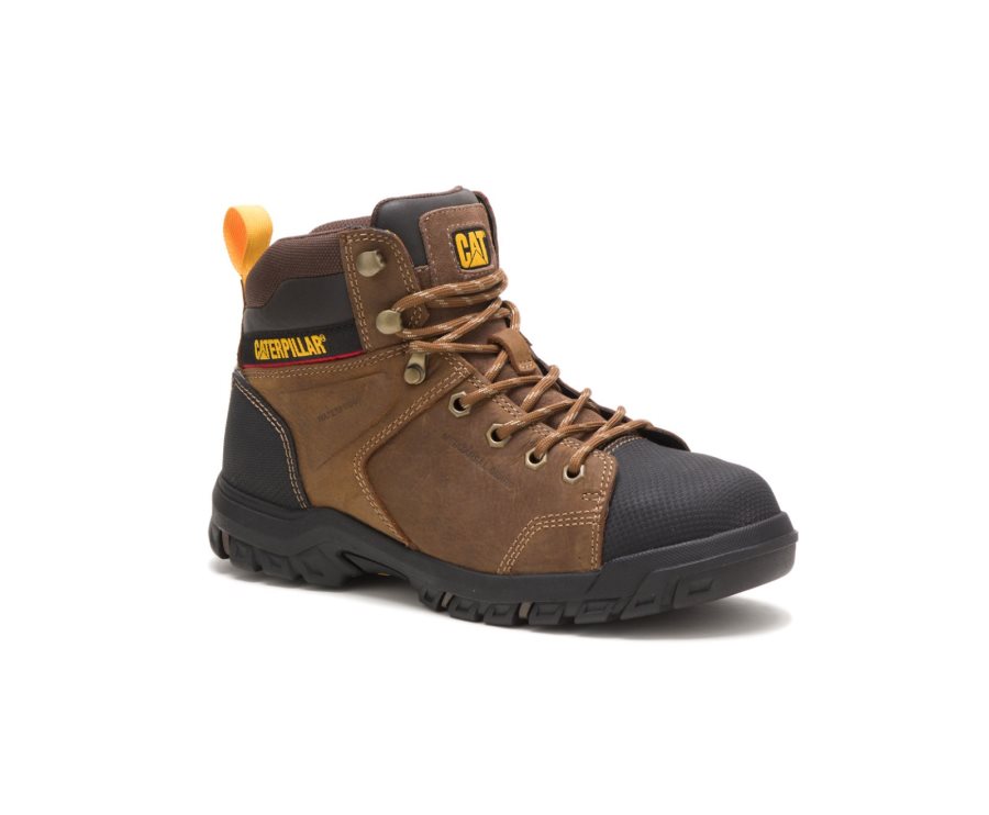 Botas De Seguridad Caterpillar CAT Wellspring Impermeables Metatarsal Guard Steel Puntera Mujer Marrones | CAT-246SQ