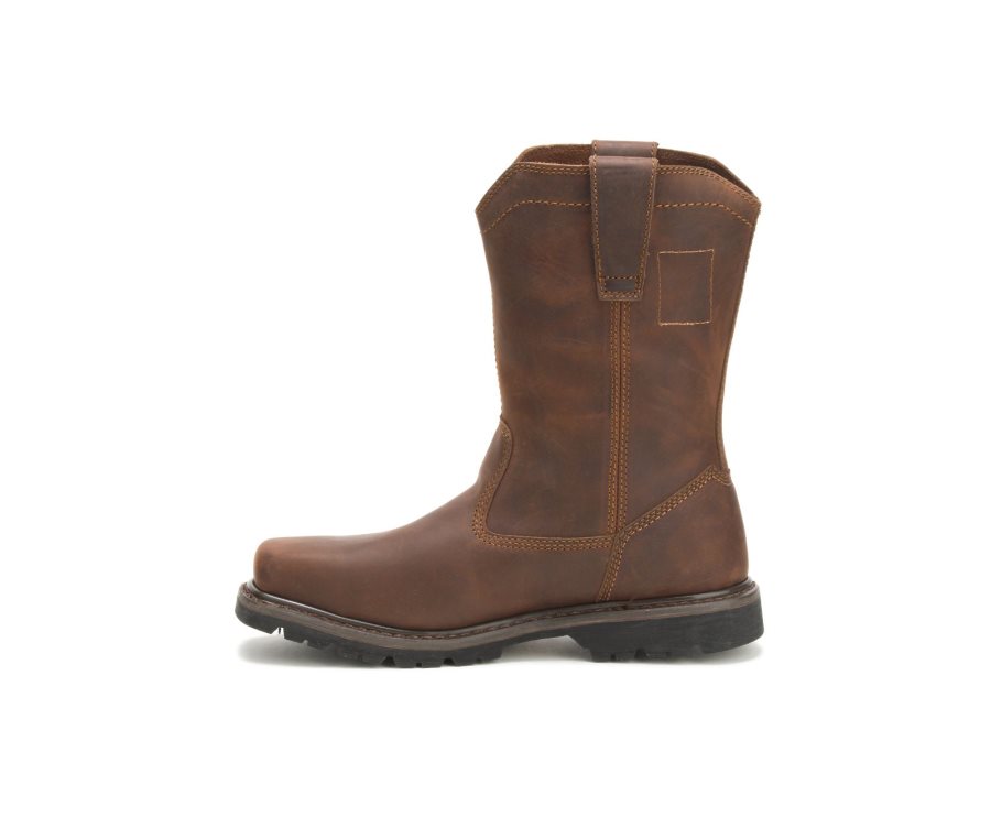 Botas De Seguridad Caterpillar CAT Wellston Pull On Steel Puntera Hombre Marrones Oscuro | CAT-348OV