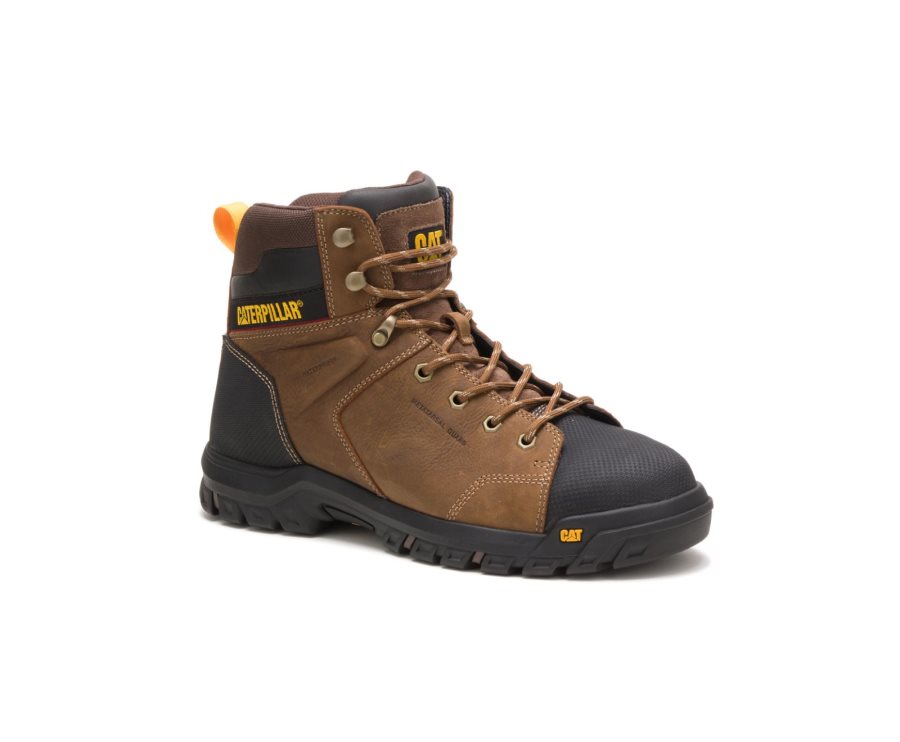 Botas De Seguridad Caterpillar CAT Wellspring Impermeables Metatarsal Guard Steel Puntera Hombre Marrones | CAT-516KO