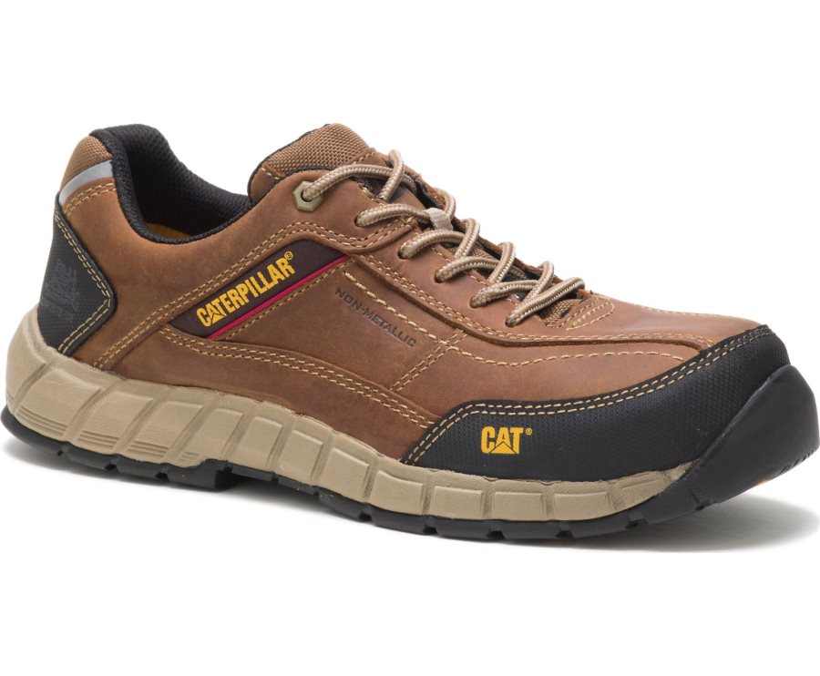 Zapatillas Caterpillar CAT Streamline Cuero Composite Puntera Hombre Marrones | CAT-105KV