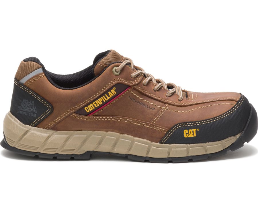 Zapatillas Caterpillar CAT Streamline Cuero Composite Puntera Hombre Marrones | CAT-105KV